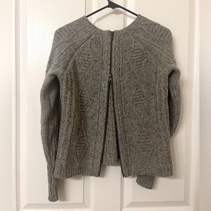 Madewell 100% Merino Wool Palaside Warm Sweater in Heathered Grey Zippered Back